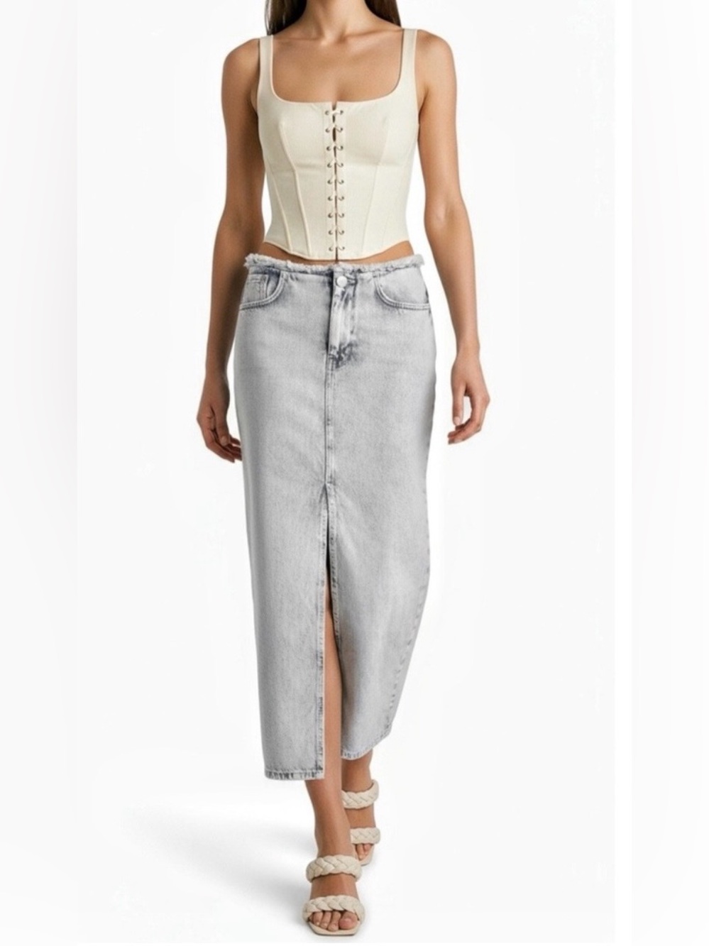 NWOT All Saints Honor Maxi Denim Skirt US 6
